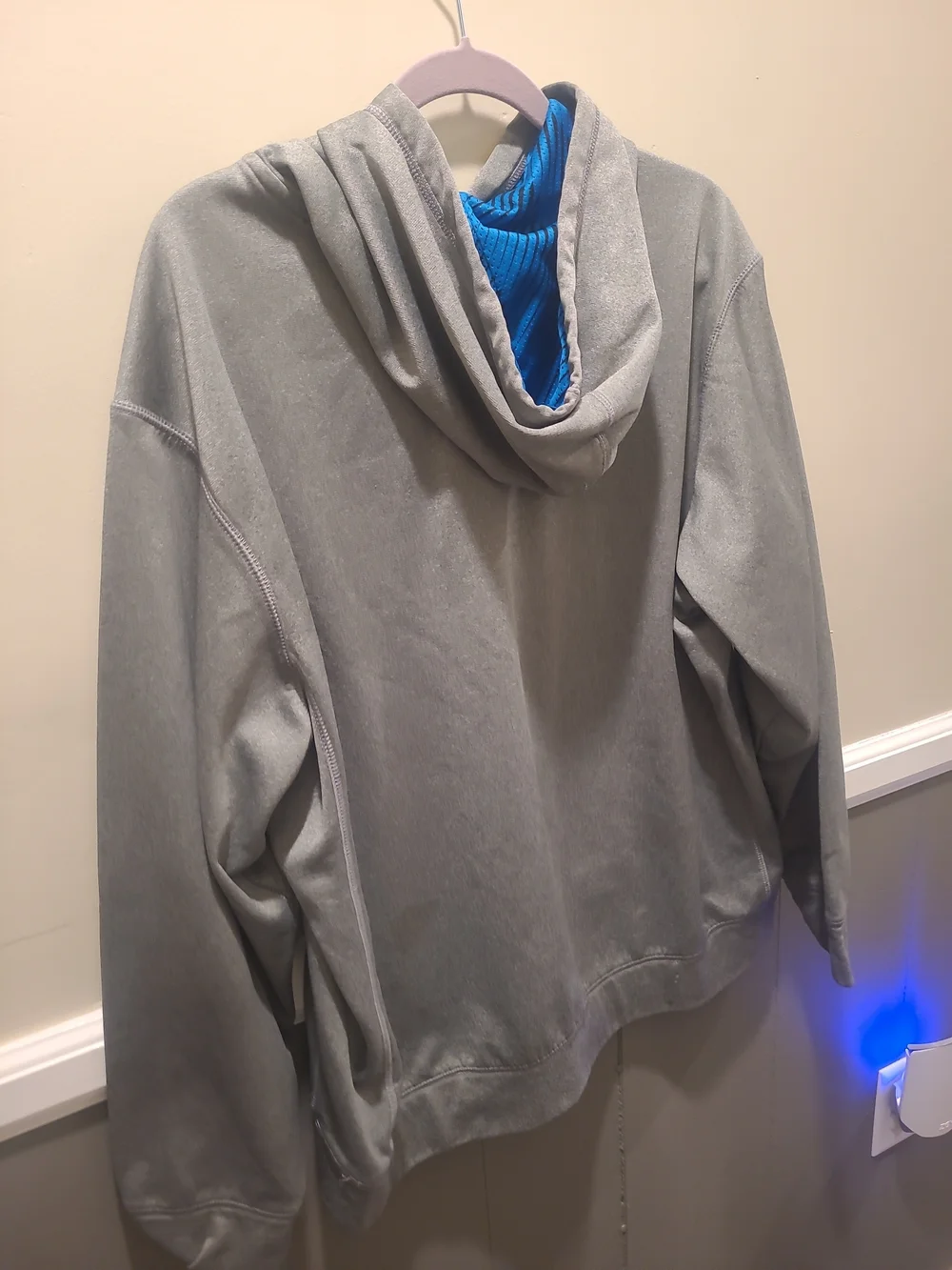 Nike Mens Hoodie Therma-FIT Pullover Gray Blue XL Swoosh Graphic Sweatshirt